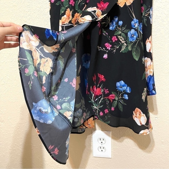 Parker Floral Print Sleeveless Asymmetrical Ruffle Hem Midi Dress Size Medium - Picture 6 of 12